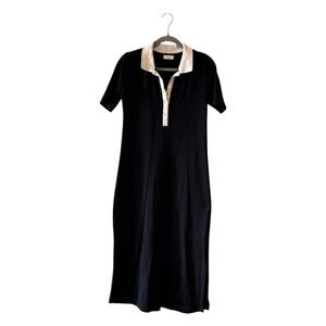 AYR Black Midi Polo Dress with Cream Collar
